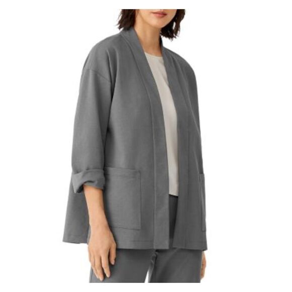 EILEEN FISHER Jackets & Blazers - EILEEN FISHER Womens Gray Wear To Work Jacket S